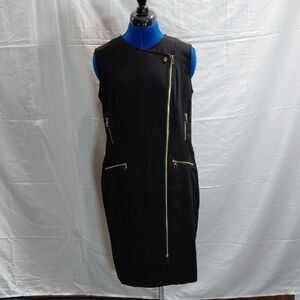 Calvin Klein Black Dress with Gold Zipper Accents